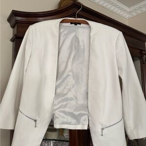 Express White Women's Blazer with Zippered Pockets